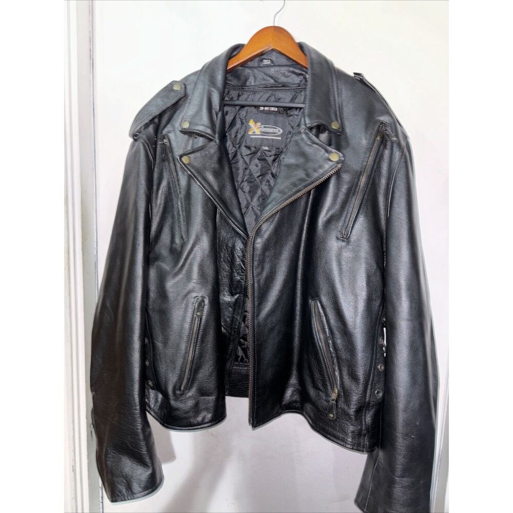 Xelement Advanced Motorcycle Gear Padded Bk Leather Jacket Size 5XL Sung Fit